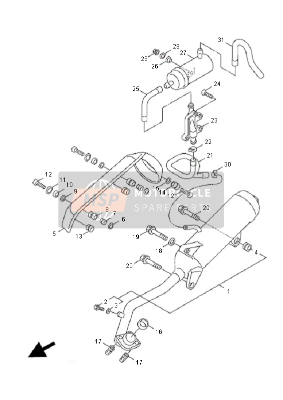 Yamaha XC125 CYGNUS X 2008 Échappement pour un 2008 Yamaha XC125 CYGNUS X